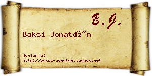 Baksi Jonatán névjegykártya